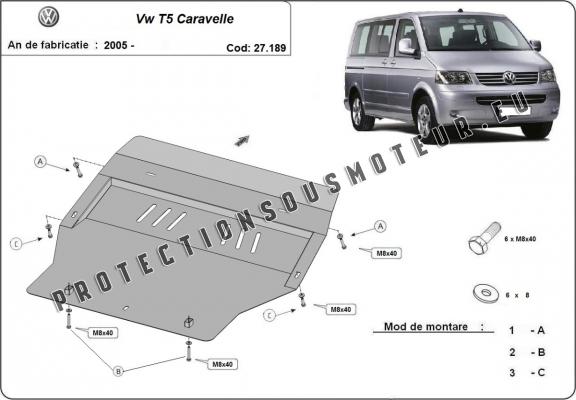 Protection sous moteur et de la boîte de vitesse Volkswagen T5 Caravelle 