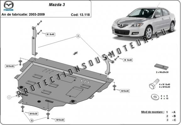 Protection sous moteur et de la boîte de vitesse Mazda 3