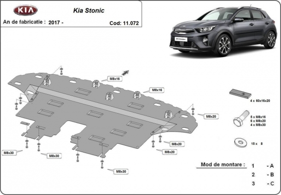 Protection sous moteur et de la boîte de vitesse Kia Stonic