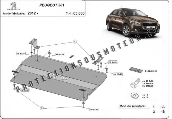 Protection sous moteur et de la boîte de vitesse Peugeot 301