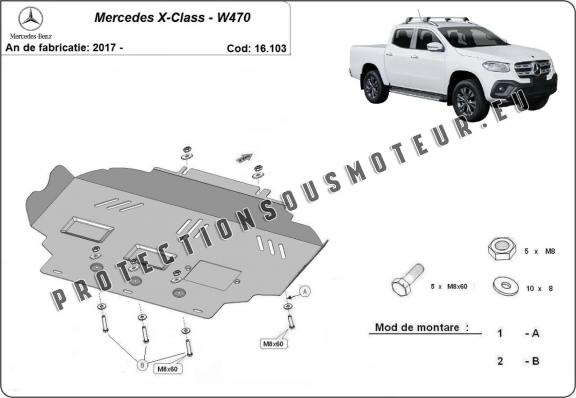 Protection sous moteur et de la boîte de vitesse Mercedes X-Class W470