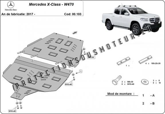 Protection de la boîte de vitesse et protection de la boîte de transfert Mercedes X-Class W470