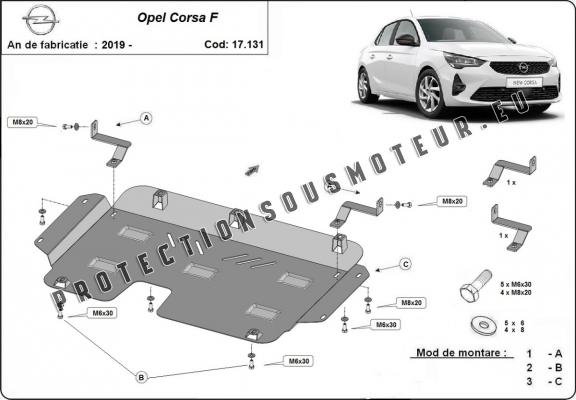 Protection sous moteur et de la boîte de vitesse Opel Corsa F