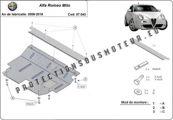 Protection sous moteur et de la boîte de vitesse Alfa Romeo Mito