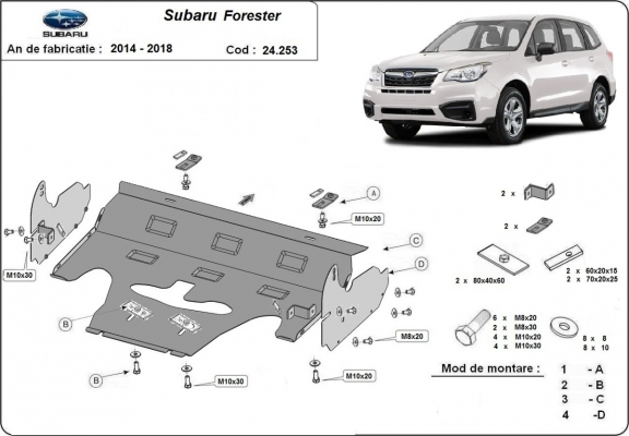 Protection sous moteur et de la radiateur Subaru Forester 4