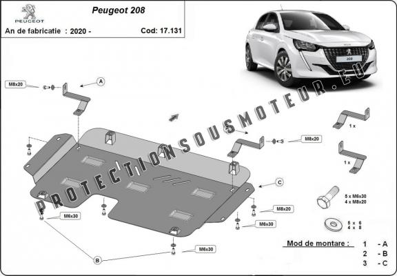 Protection sous moteur et de la boîte de vitesse Peugeot 208