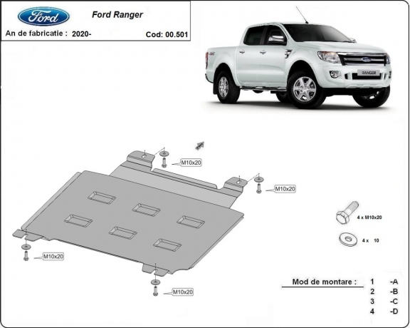 Protection de la boîte de vitesse Ford Ranger