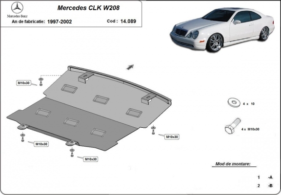 Protection sous moteur et de la radiateur Mercedes CLK W208