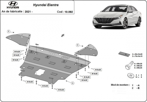 Protection sous moteur et de la boîte de vitesse  Hyundai Elantra