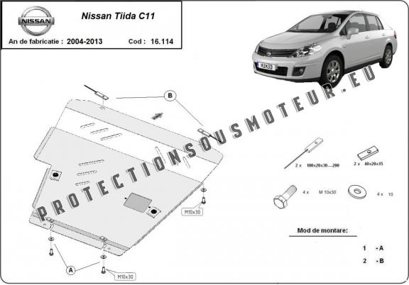 Protection sous moteur et de la boîte de vitesse Nissan Tiida