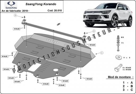 Protection sous moteur et de la radiateur SsangYong Korando