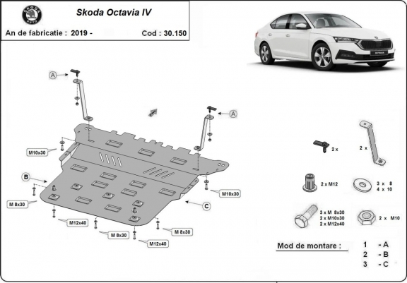 Protection sous moteur et de la boîte de vitesse Skoda Octavia 4