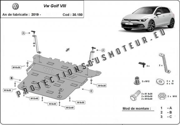 Protection sous moteur et de la boîte de vitesse VW Golf 8