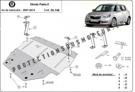 Protection sous moteur et de la boîte de vitesse Skoda Fabia 2 Diesel