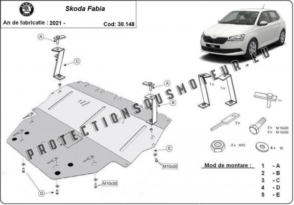 Protection sous moteur et de la boîte de vitesse Skoda Fabia 4