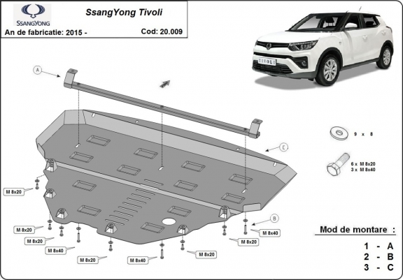 Protection sous moteur et de la radiateur SsangYong Tivoli
