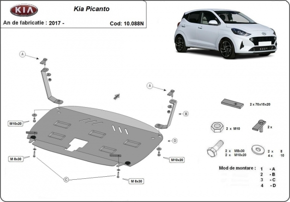 Protection sous moteur et de la boîte de vitesse Kia Picanto
