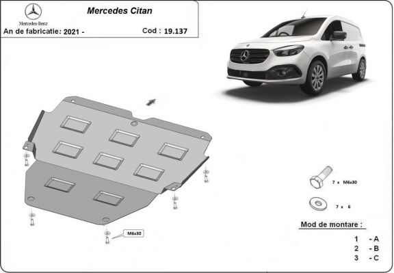 Protection sous moteur et de la boîte de vitesse Mercedes Citan W420