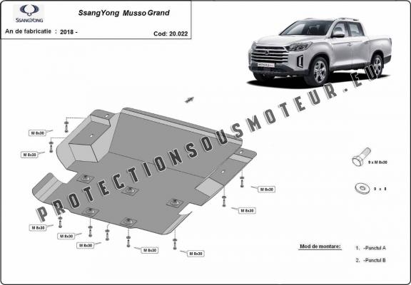 Protection sous moteur et de la radiateur Ssangyong Musso Grand