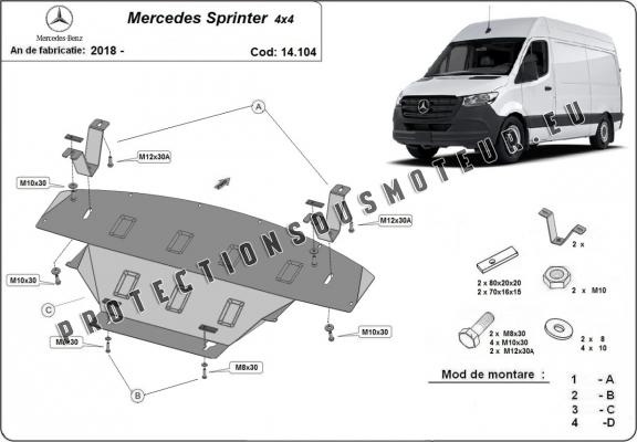 Protection sous moteur et de la boîte de vitesse Mercedes Sprinter 907 4x4