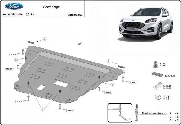 Protection sous moteur et de la boîte de vitesse Ford Kuga