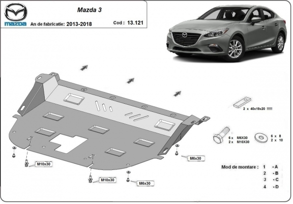 Protection sous moteur et de la boîte de vitesse Mazda 3
