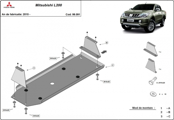 Protection de réservoir Mitsubishi L 200