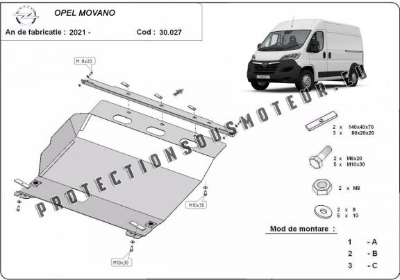 Protection sous moteur et de la boîte de vitesse Opel Movano C 