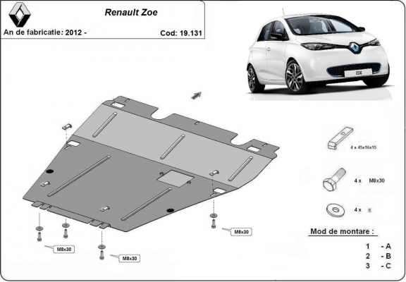 Protection sous moteur et de la boîte de vitesse Renault Zoe