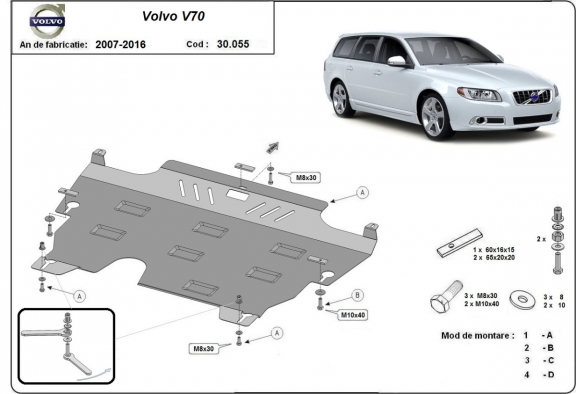 Protection sous moteur et de la boîte de vitesse Volvo V70
