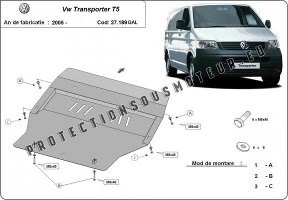 Acier galvanisé protection sous moteur et de la boîte de vitesse Volkswagen Transporter T5
