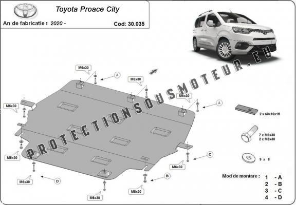 Protection sous moteur et de la boîte de vitesse Toyota Proace City