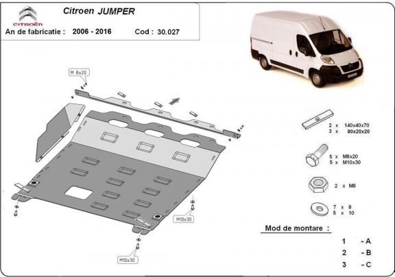Protection sous moteur et de la boîte de vitesse Citroen Jumper