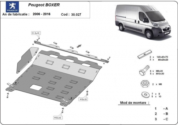Protection sous moteur et de la boîte de vitesse Peugeot Boxer