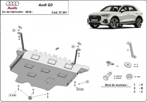 Protection sous moteur et de la boîte de vitesse Audi Q3