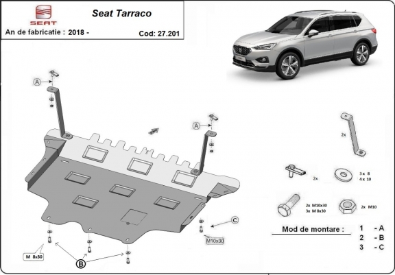 Protection sous moteur et de la boîte de vitesse Seat Tarraco