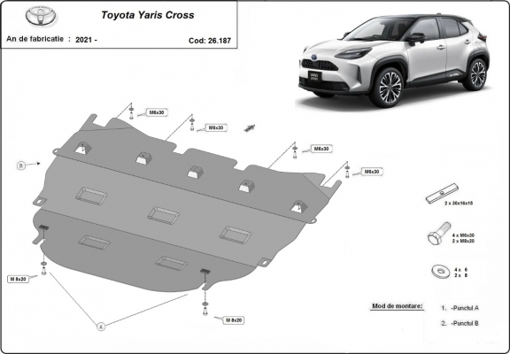 Protection sous moteur et de la boîte de vitesse Toyota Yaris Cross XP210