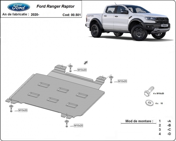 Protection de la boîte de vitesse Ford Ranger Raptor