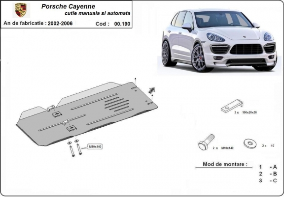 Protection de la boîte de vitesses manuelle et automatique Porsche Cayenne