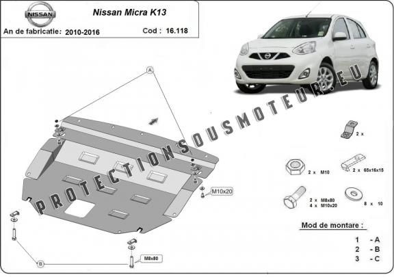 Protection sous moteur et de la boîte de vitesse Nissan Micra