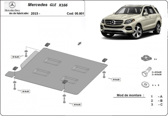 Protection de la boîte de vitesse Mercedes GLE X166