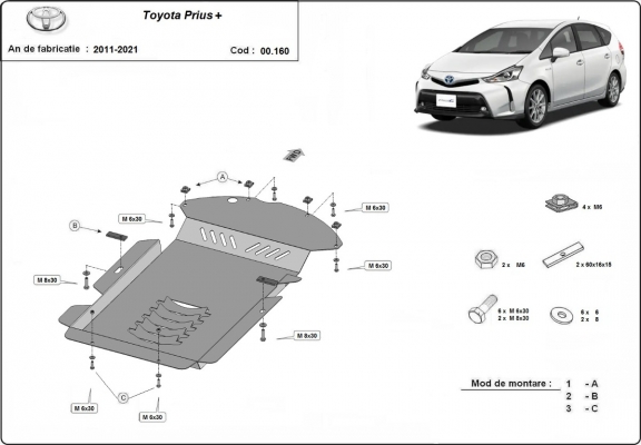 Protection convertisseur catalytique/cat lock Toyota Prius 3+