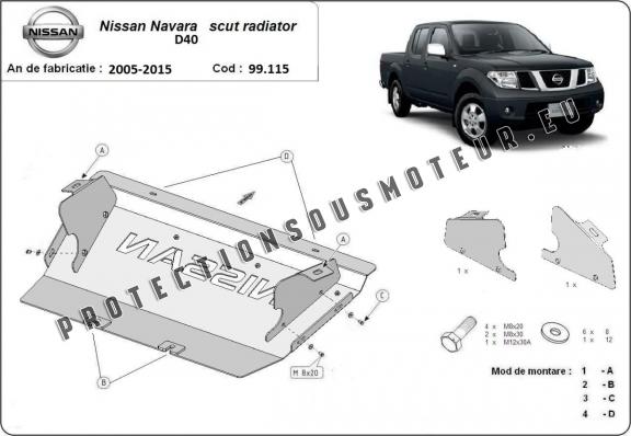 Protection de radiateur Nissan Navara D40