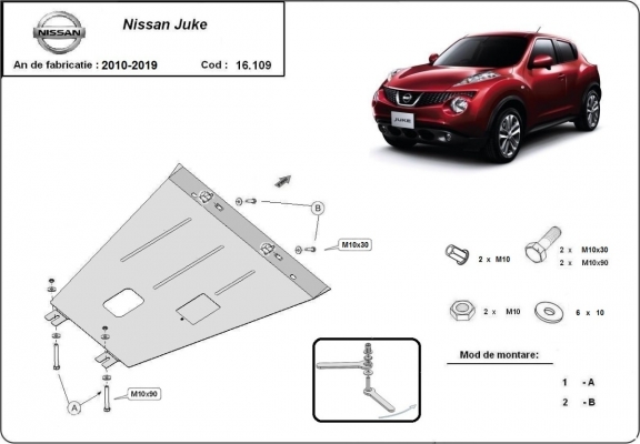 Protection sous moteur et de la boîte de vitesse Nissan Juke