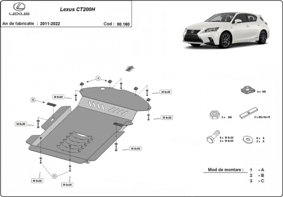 Protection convertisseur catalytique/cat lock Lexus CT200H