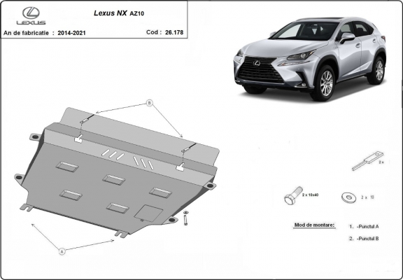 Protection sous moteur et de la boîte de vitesse Lexus NX AZ10