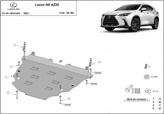 Protection sous moteur et de la boîte de vitesse Lexus NX AZ20