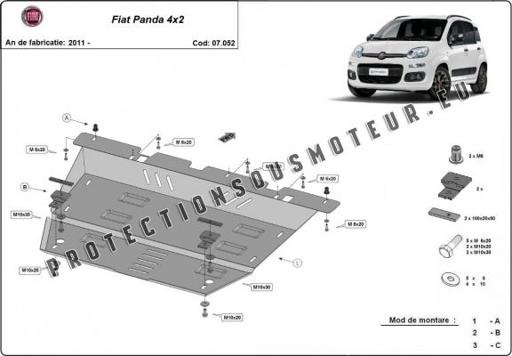 Protection sous moteur et de la boîte de vitesse Fiat Panda 4x2