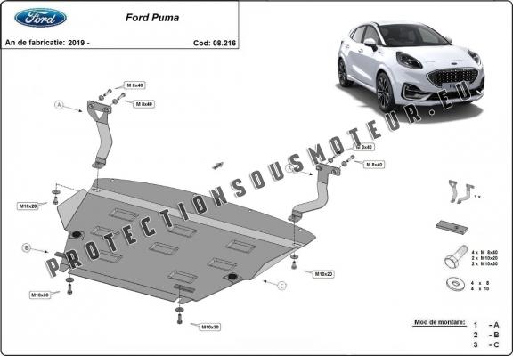 Protection sous moteur et de la boîte de vitesse Ford Puma