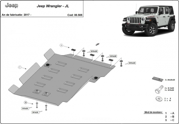 Protection de la boîte de vitesse Jeep Wrangler - JL
